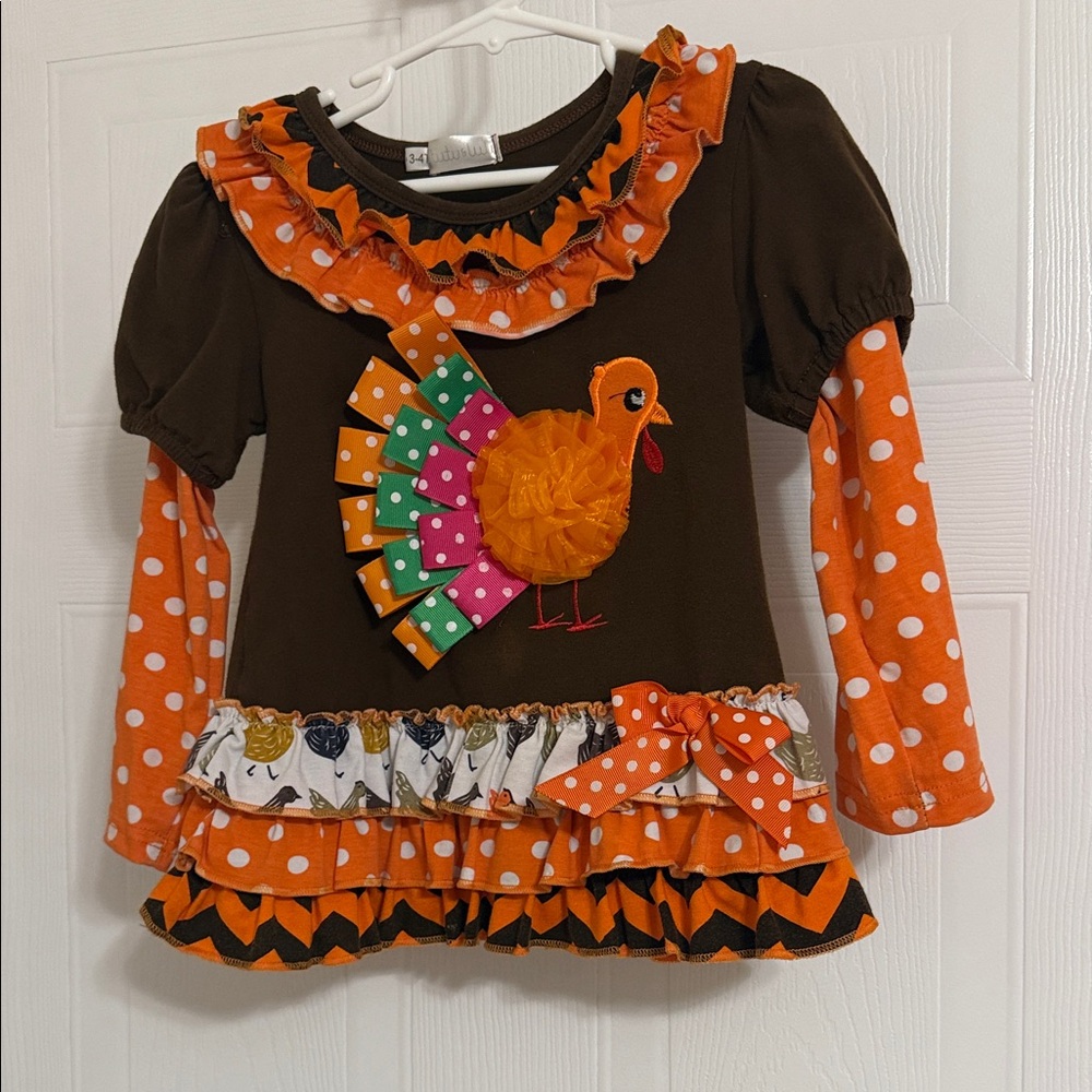 Kids Long Sleeve Turkey Themed Shirt